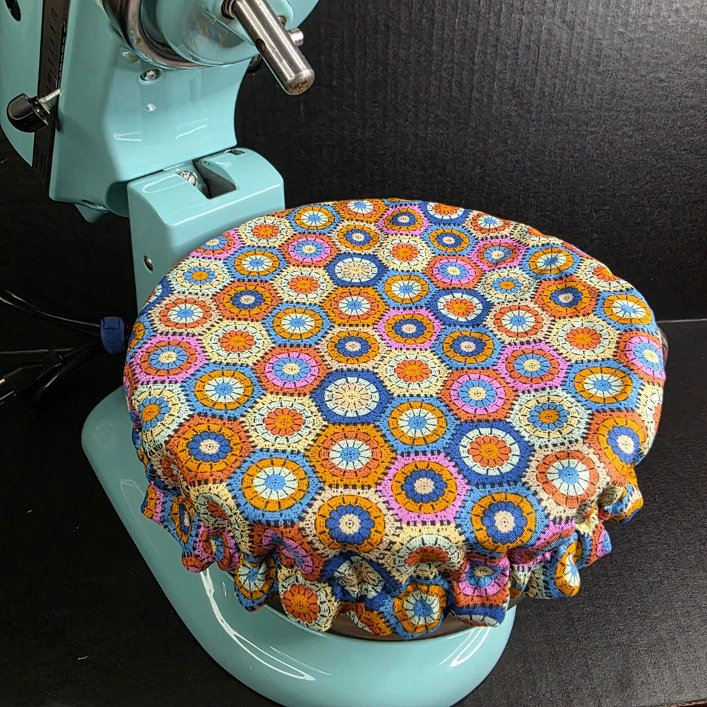 Green Gingham Peaches Granny Square KitchenAid Mixer Mixing Bowl Cover Baking
